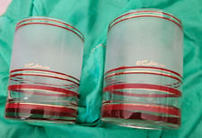 Culver's, LTD Frosted w/Gold & Rust Striped Cocktail/Bar Glasses~Set of 2 picture