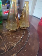 Two Vintage Wheaton Glass Christmas Tree Tapered Bottle Amber 9.5” USA Rare Pnt picture