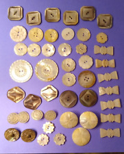 Lot 47 Antique Mother of Pearl & Abalone Shell Fancy Cut Buttons Shank & Drilled picture