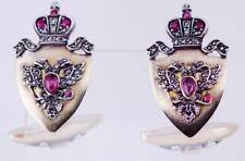 Antique Empire Jewelled 14k Gold Cufflinks Set Diamonds Rubies c1900's Boxed picture