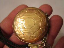 ANTIQUE GOLD FILLED COMPACT - SMALL - RED STONE CABOCHON - 1