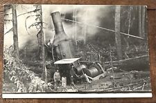 Early 1900s RPPC Oregon Logging Double Drum Steam Donkey Real Photo Postcard picture