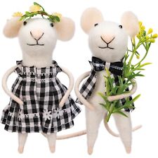 Primitives By Kathy Felt Mouse Ornament Mice Set 2 Sam Sue Spring Critter Couple picture