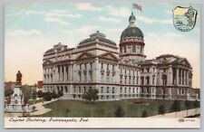 State View~Indianapolis Indiana~Capitol Building & Monument~Vintage Postcard picture