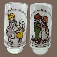 VTG 1970’s Coca Cola Holly Hobbie Christmas Drinking Glass Collector 2 Glasses picture