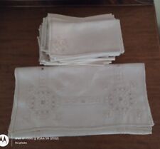 VINTAGE LINEN HARDANGER SPECIALTY THREADS NAPKINS, PLACEMATATS, RUNNER SET 25 PC picture