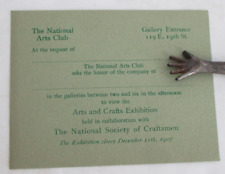 1907 NATIONAL ARTS CLUB Arts & Crafts Exhibition Invitation Card picture