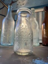 Antique Wilson & Son Niles Ohio Milk Bottle Half Pint Slugplate Youngstown Area picture