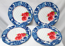 Pioneer Women Heritage Dinner Plate Set 4 blue red floral Micro Dish Shabby picture