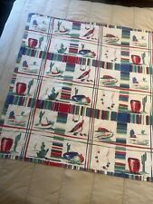 Vintage Wilendur Caliente Tablecloth 54” x 50” Sailcloth  3x3 Pattern SW Motif picture