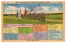 Busy Soldiers Correspondence Card c1940's Soldiers Presenting Colors, Flags picture