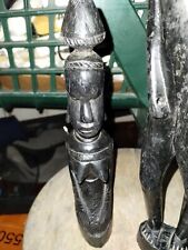 Vintage Kenya African Ebony Wood Hand Carved Sculpture Tribal Head 10.5” Tall picture