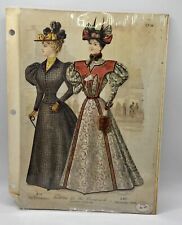 1890s Antique Sears Catalog Page | December 1896 | Women’s Dresses | Full Color picture