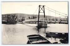 1948 Bridge Boat Canoe River Cranberry Lake New Jersey Vintage Antique Postcard picture