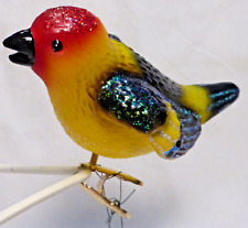OWC Old World Christmas Blown Glass Western Tanager #18122 flame bird red yellow picture