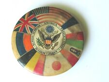 1917 USA & ALLIED NATIONS FLAGS MIRROR TOP WW 1 PATRIOTIC F.S. FINCH MINNEAPOLIS picture
