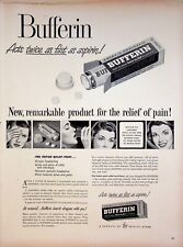 1949 Bufferin Vintage Print Ad 1940s  Antacid Analgesic Twice as Fast as Aspirin picture