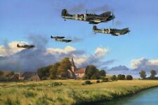 Dawn Till Dusk by Richard Taylor Aviation Art signed by two WWII Spitfire Aces picture
