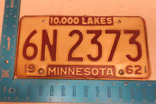 1962 62 MINNESOTA MN LICENSE PLATE TAG 6N 2373 - NICE TAG picture