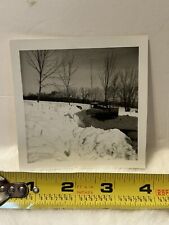 Vintage Photo Snapshot Of Large Snow Piles And Pickup truck picture