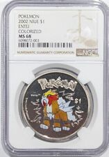 2002 Niue Pokemon Coin - ENTEI Colorized NGC MS68 picture
