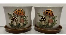 🍄🍄Vintage 1970’s Sears Roebuck Two (2) Merry Mushroom Planters W/Trays HTF🍄🍄 picture