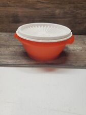 Vintage Tupperware Orange Bowl #1323-22 with Pleated White Servalier Lid #812-25 picture