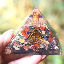 Natural 7 Chakra Orgone Pyramid LG 3in 75mm Powerful EMF & 5G Protection picture