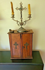 Antique Last Rights Viaticum Cabinet Home Altar Communion Gothic Silverplate picture