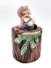 Rare Vintage Gnome On Stump Tea Bag Jar Made In Japan picture