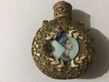 Vintage chabrawichi Egypt Czech Nefertiti filigree Jewelled mini perfume bottle  picture