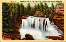 Vtg 1930's Blackwater Falls Scenic Waterfall West Virginia WV Linen Postcard picture