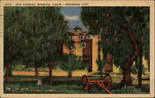 San Gabriel Mission California ~ bells ~ linen postcard mailed 1939 picture