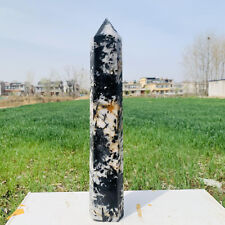 4.12LB natural black tourmaline obelisk quartz Crystal wand point reiki decor picture