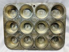 Vintage Ekco Ovenex Starburst N-120-12 Metal 12 Muffin Tin Cupcake Baking Pan picture