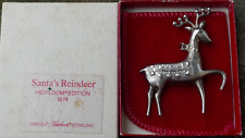 Vintage 1974 Oneida Sterling Silver Cupid Reindeer Christmas Ornament / Brooch picture
