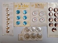 Le Chic Buttons Lot VTG White Ivory Teal Blue Clear Brown Blouse Tops Sewing NOS picture
