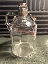 Antique Victorian Glass Decanter w/ Silver Mounts and Padlock picture