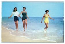 c1950's Beach Bathing Beauties Romping In The Surf Alexandria VA Posted Postcard picture