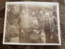 WWI Era Sepia Photo Family W/ 4 Soldier Sons In Uniform 11x8cm picture