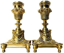 Antique Pair of 19th Century Barbedienne Gilded Bronze Louis XIV Candlesticks picture