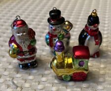 Vintage LotOf 4 Ceramic Christmas Ornaments Penguin,snowman,Santa,train picture
