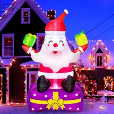 Christmas 6 Ft Outdoor Inflatable Santa Gift Box Blow Up Yard LED Lawn Garden US picture