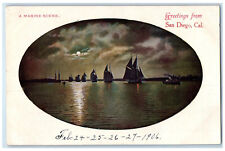 1906 A Marine Scene Greetings from San Diego California CA Postcard picture