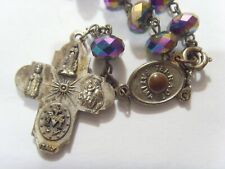 Antique Catholic Saint Lady of Fatima relic Terra chaplet rosary cross 52421 picture