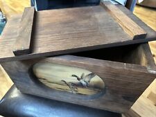 Vintage wooden box with mallard ducks scene picture
