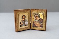 Miniature Wooden Diptych Icons , Greek - Byzantine Orthodox Icon. picture