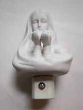 Vintage Virgin Mary holding Peace Dove white Nightlight religious bible  picture