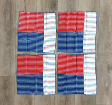 Vintage Vera Cloth Cotton Napkins Red White Blue Striped Color Block Print 4 pc picture