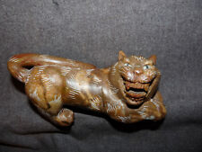 Antique Asian Stone Carving Of A Crouching Tiger Or Cat picture